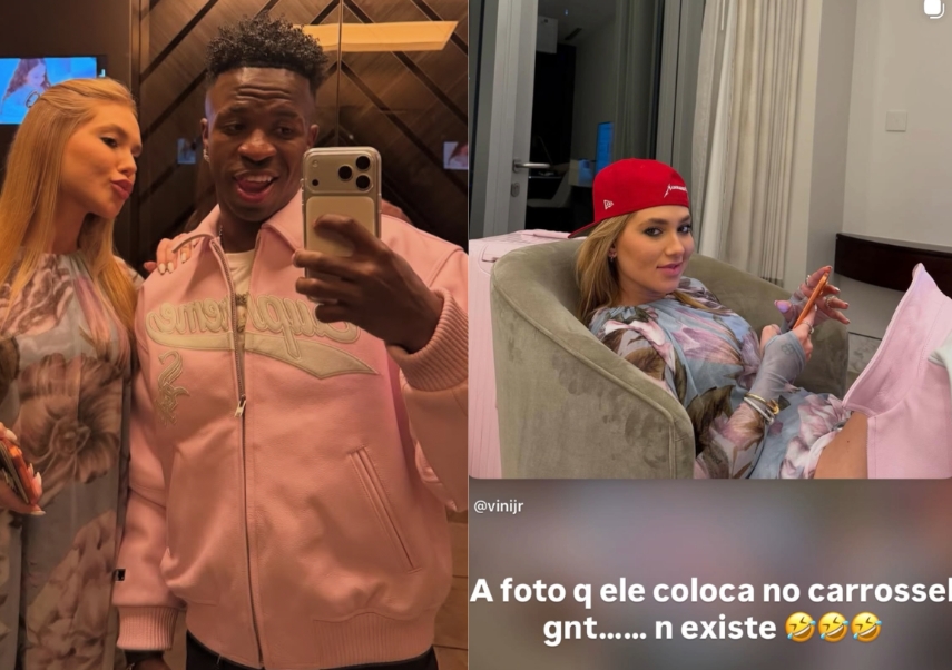 "Olha a foto que ele coloca": Virginia reage a post romântico de Vini Jr.