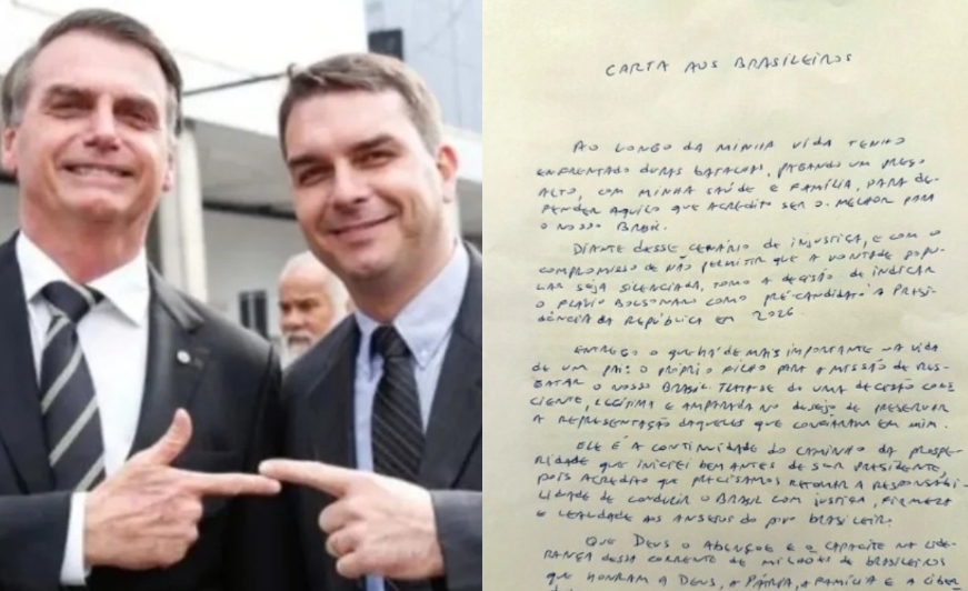 Bolsonaro anuncia Flávio como pré-candidato à Presidência em carta manuscrita