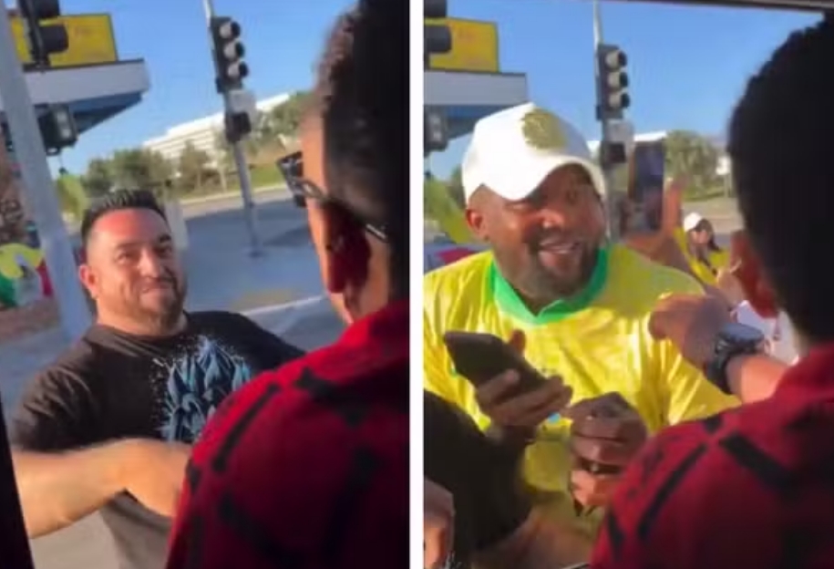 Neymar compra camisas da seleção brasileira vendidas por ambulantes