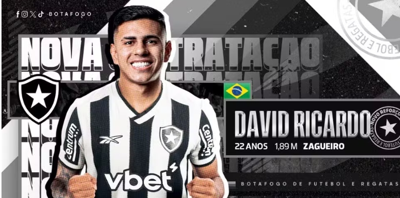 Botafogo anuncia a contratação do zagueiro David Ricardo