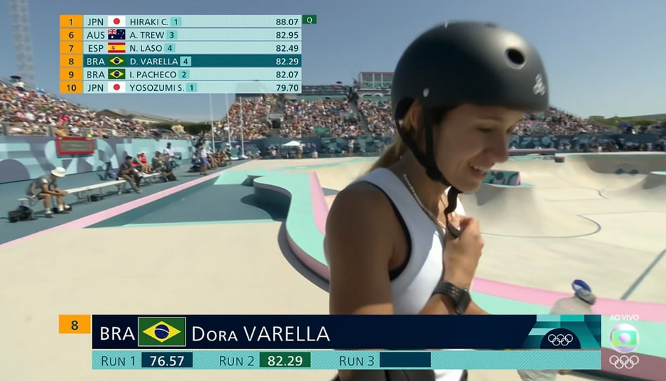 Dora Varella se classifica e vai à final do skate park em Paris