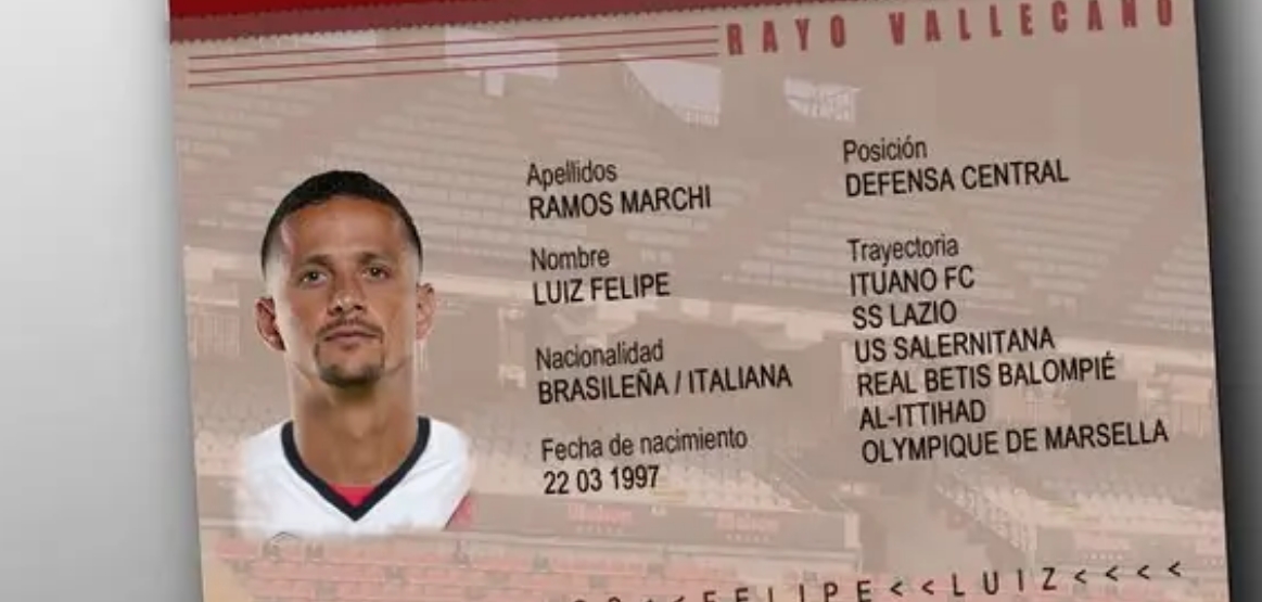 Zagueiro ítalo-brasileiro Luiz Felipe assina com o Rayo Vallecano