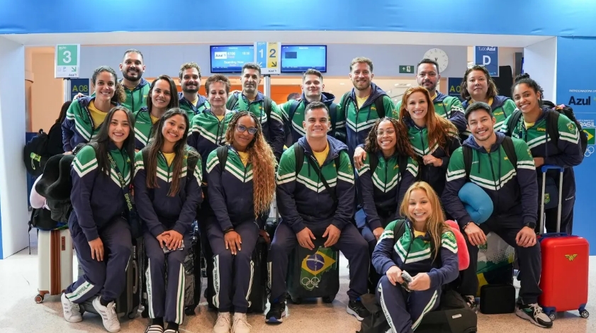 Delegação da ginástica brasileira embarca para Paris 2024