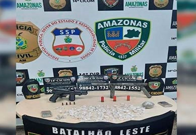 Após tiroteio, polícia apreende submetralhadora e drogas em Manaus