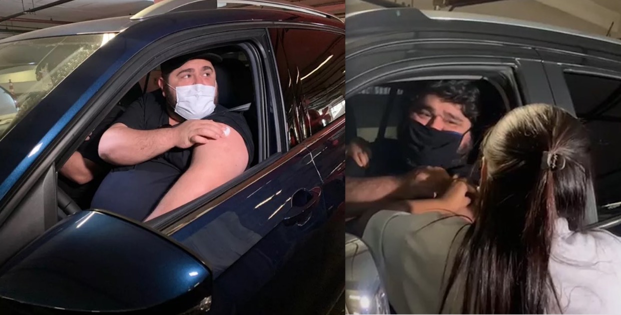 Cesar Menotti e Fabiano são vacinados contra covid-19