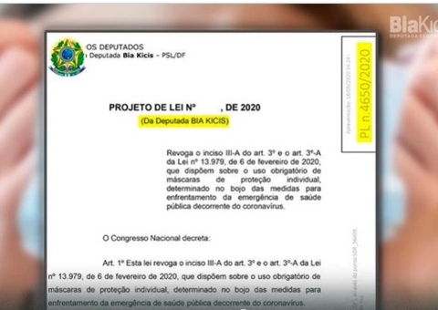 Deputada quer fim do uso obrigatório de máscara
