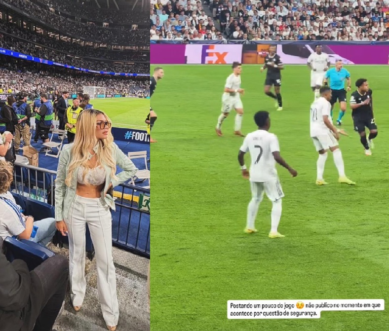 Modelo surge em jogo do Real Madrid após expor conversas com Vini Jr