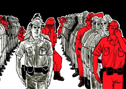  Um vírus te olhando, um militar pedindo votos...