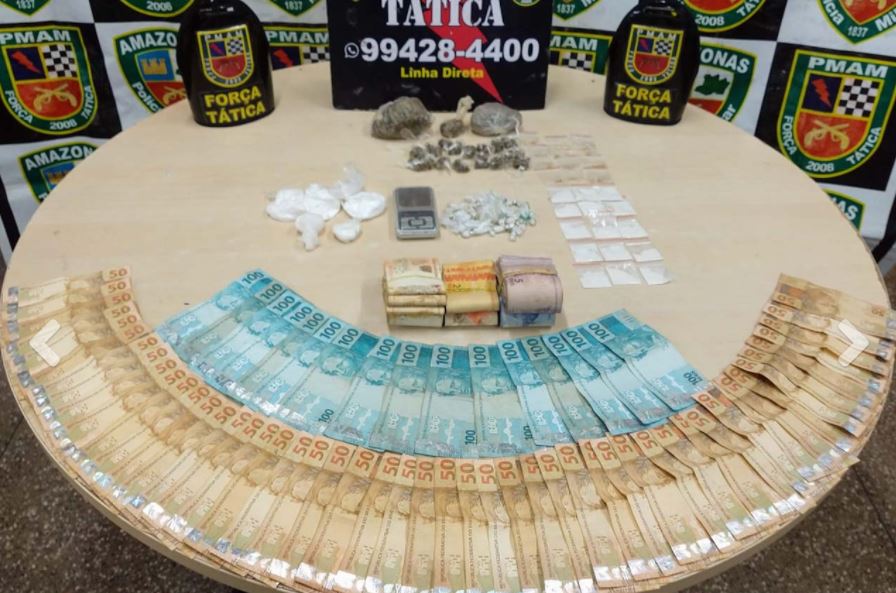 Dupla é presa com drogas e R$ 11 mil do 'chefe' em Manaus