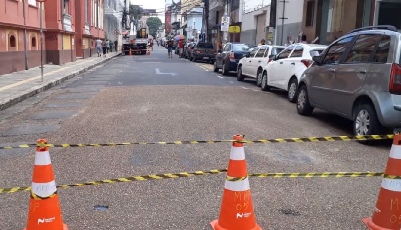 Ruas são interditadas no Centro de Manaus durante serviços de manutenção