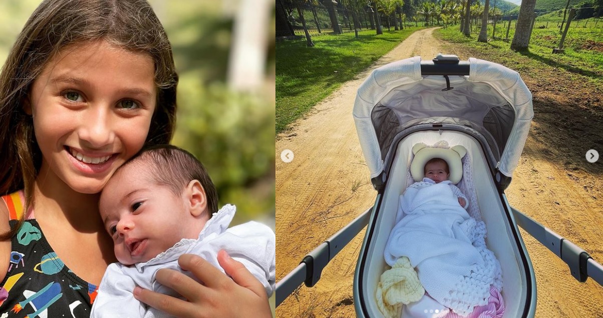 Fábio Assunção mostra rostinho da filha recém-nascida