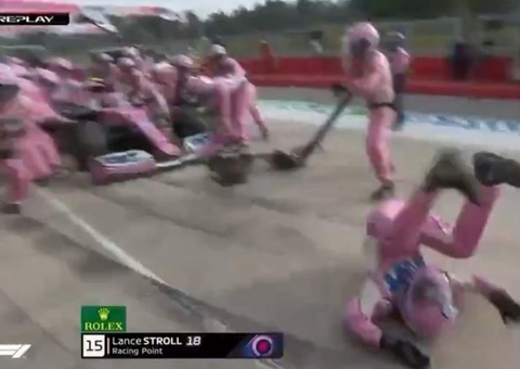 Piloto da F1 atropela mecânico durante pit stop e cena vira meme; Assista 