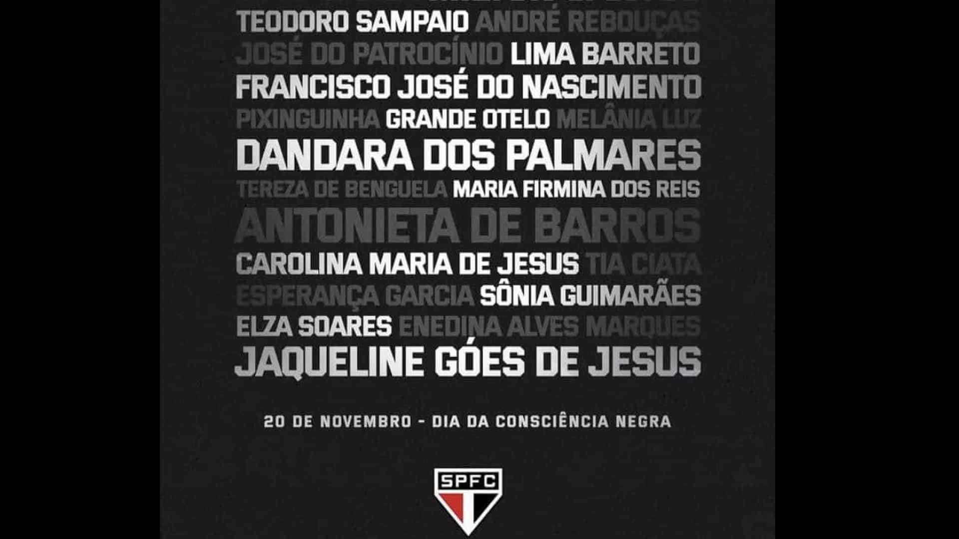 Uniformes do São Paulo traz nomes de negros importantes para o Brasil