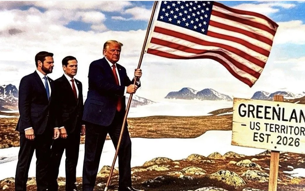 Trump polemiza ao postar foto cravando bandeira americana na Groelândia