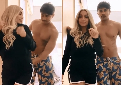 Anitta ganha tapinha no bumbum de rapper Xamã em vídeo sensual 
