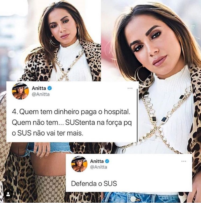 Anitta, Gagliasso, Emicida e mais famosos criticam Bolsonaro e privatização da saúde