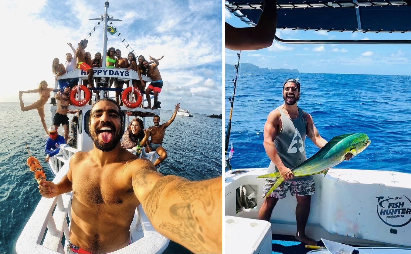 Caio Castro e Grazi são criticados por aglomeração e pesca em Noronha