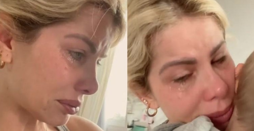 Karina Bacchi aparece inchada de chorar em vídeo com filho: 'cansada'