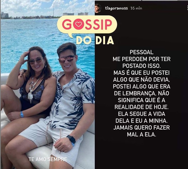 Tiago Ramos posta foto com mãe de Neymar: 'Te amo para sempre'