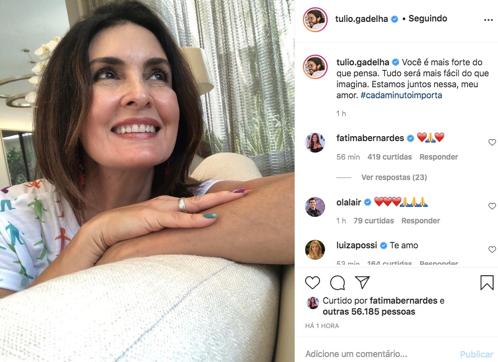 Túlio Gadelha homenageia Fátima Bernardes após diagnóstico de câncer
