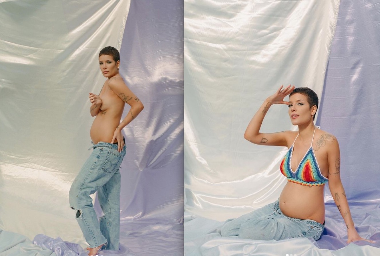 Cantora Halsey anuncia gravidez em foto de topless 