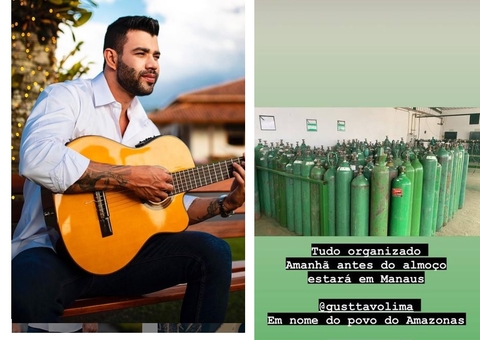 Gusttavo Lima doa 150 cilindros de oxigênio, que chegam a Manaus no sábado