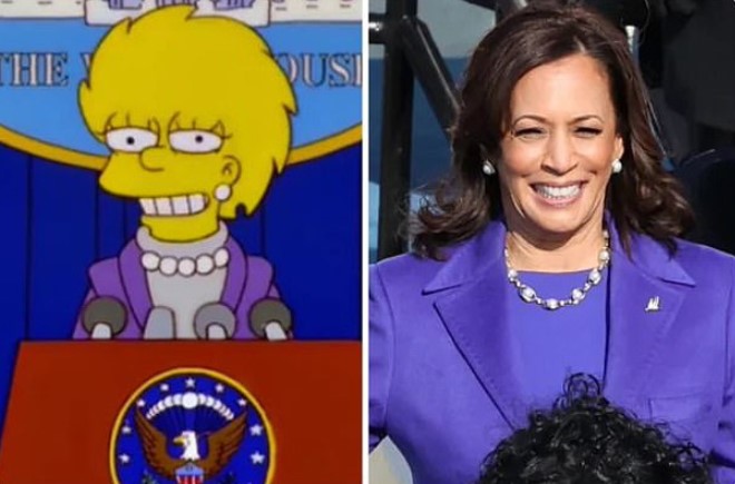 Os Simpsons "previram" roupa de Kamala Harris na posse de Biden