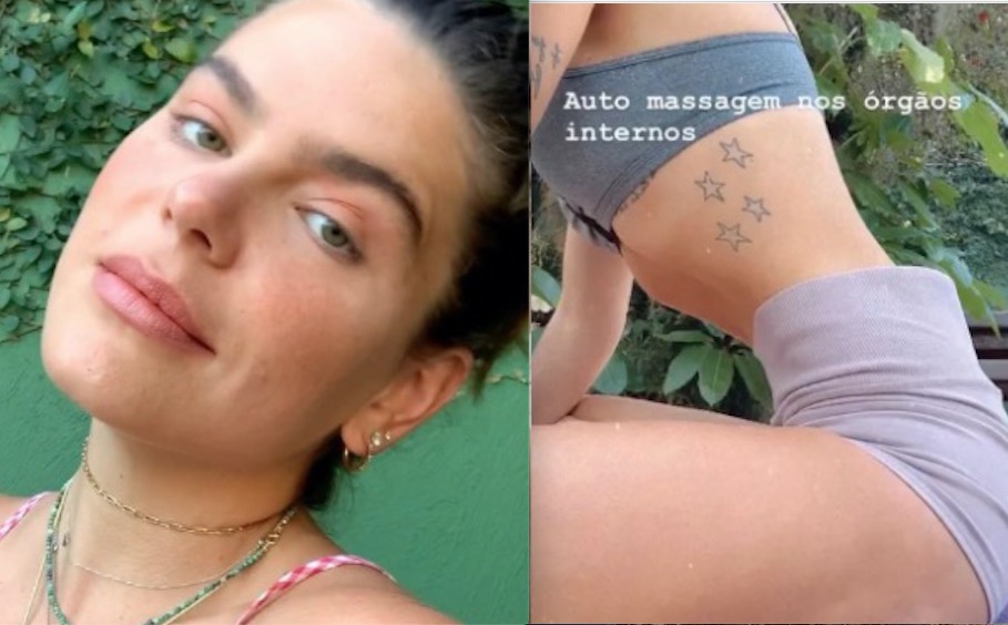 Mariana Goldfarb impressiona com técnica para massagear órgãos internos 