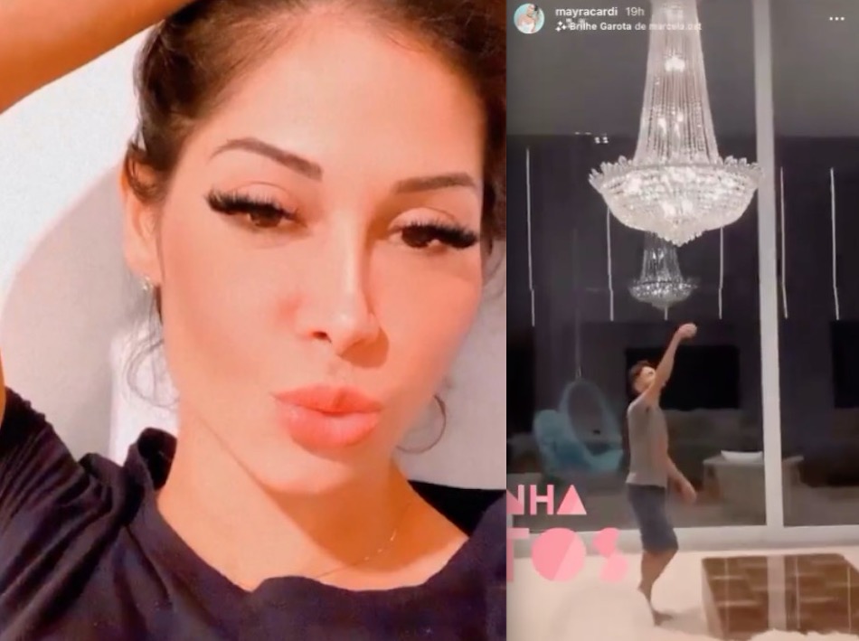 Mayra Cardi exibe lustres gigantescos em mansão e reclama da conta de luz