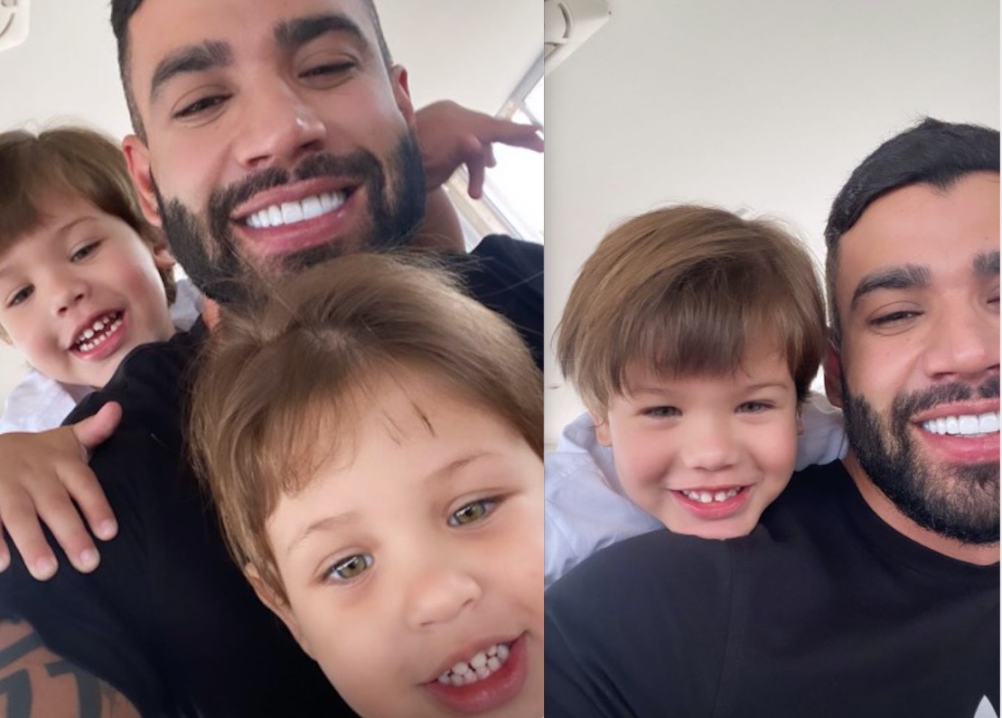 Gusttavo Lima posa com os filhos pela primeira vez após separação 