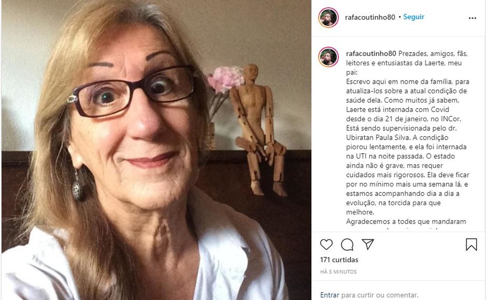 Com Covid-19, cartunista Laerte é transferida para UTI de hospital