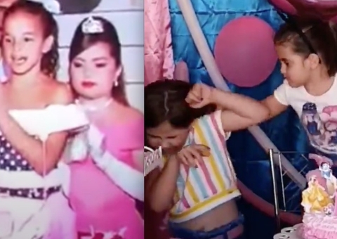 Bruna Marquezine já 'deu uma' de irmã de Maria Eduarda em festa infantil