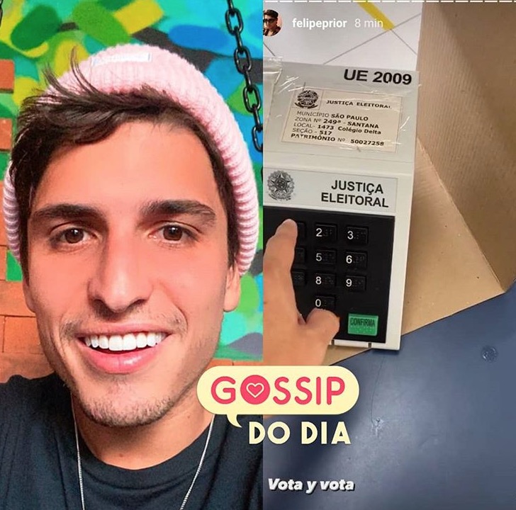 Ex-BBB Felipe Prior posta foto na urna durante votação