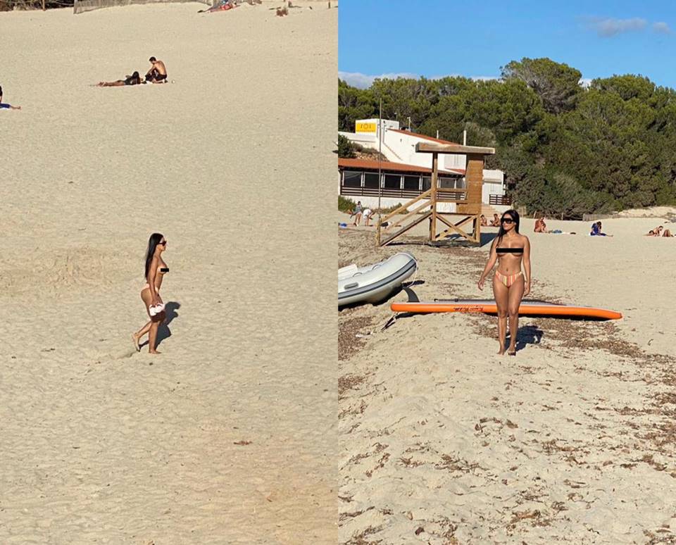 Simaria faz topless em praia na Espanha 