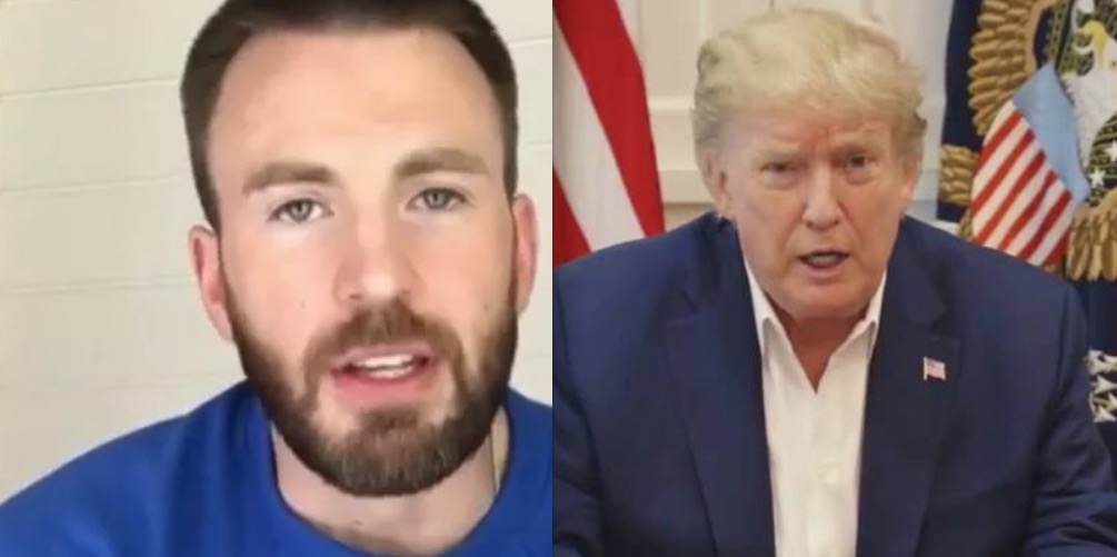 Chris Evans rebate comentário de Trump sobre Covid-19 e viraliza na web