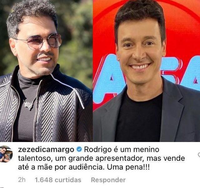 Zezé Di Camargo detona Rodrigo Faro: ‘vende a mãe por audiência’ 