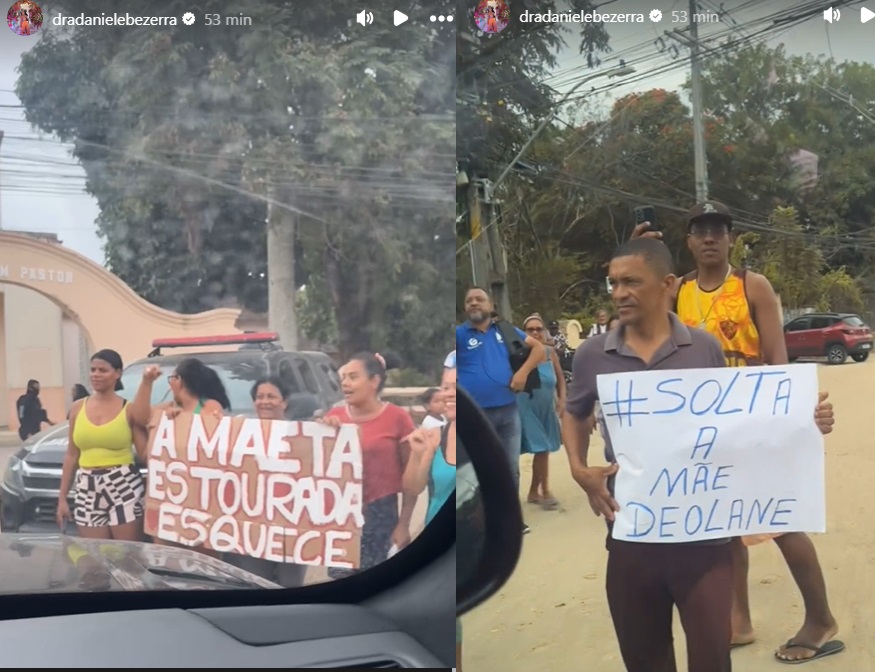 Fãs de Deolane fazem manifestação em frente a presídio