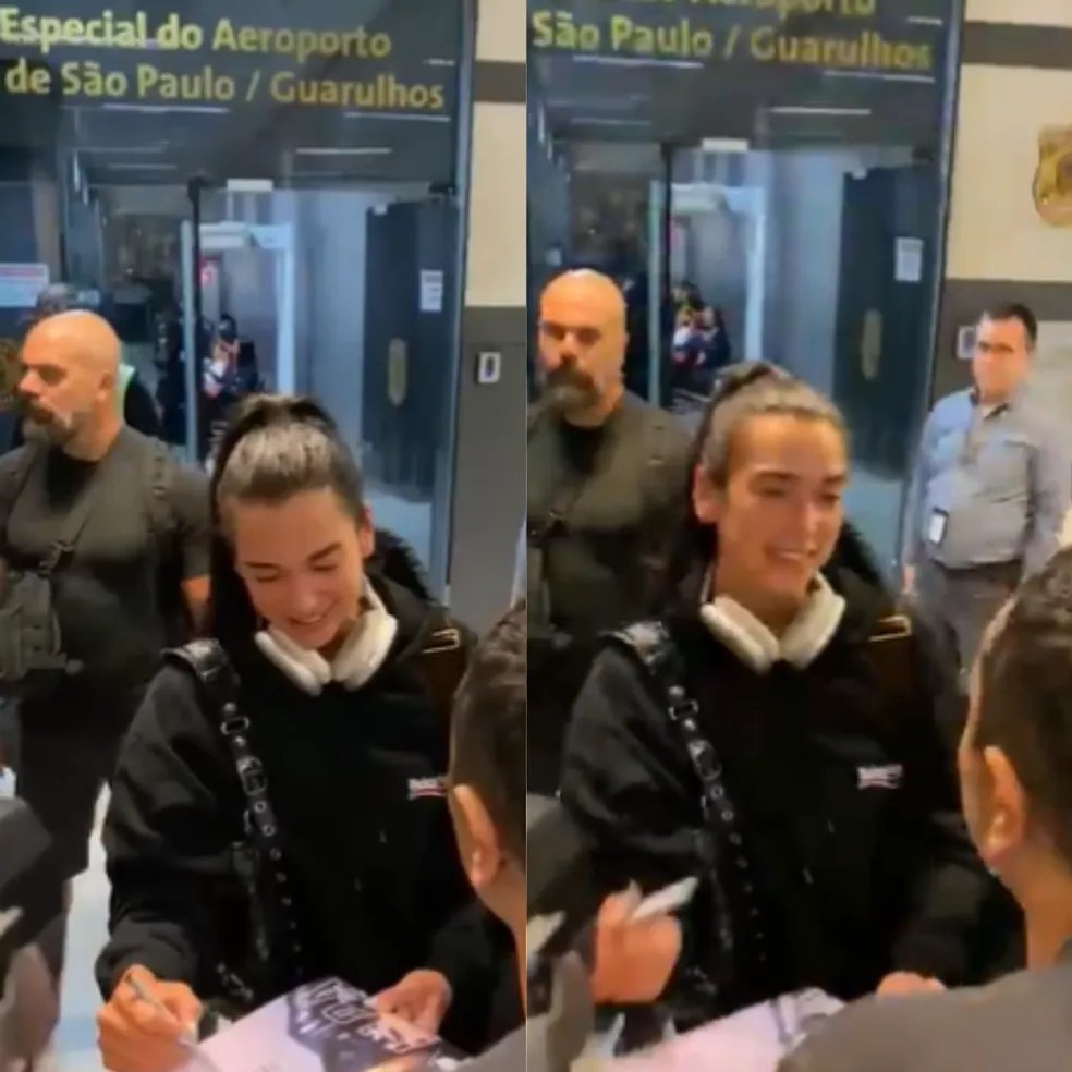 Vídeos: Dua Lipa desembarca em São Paulo para shows no Brasil