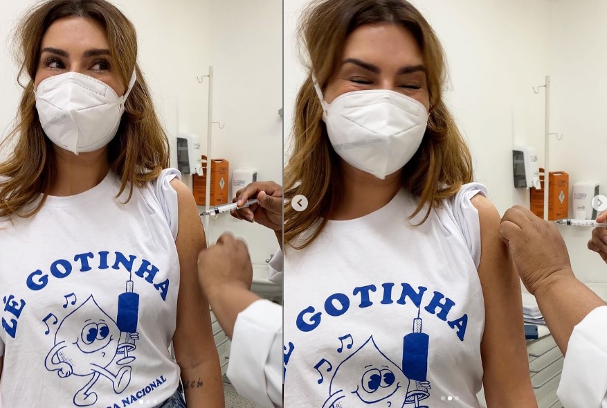 Fernanda Paes Leme é vacinada e se empolga: 'injeção de esperança'