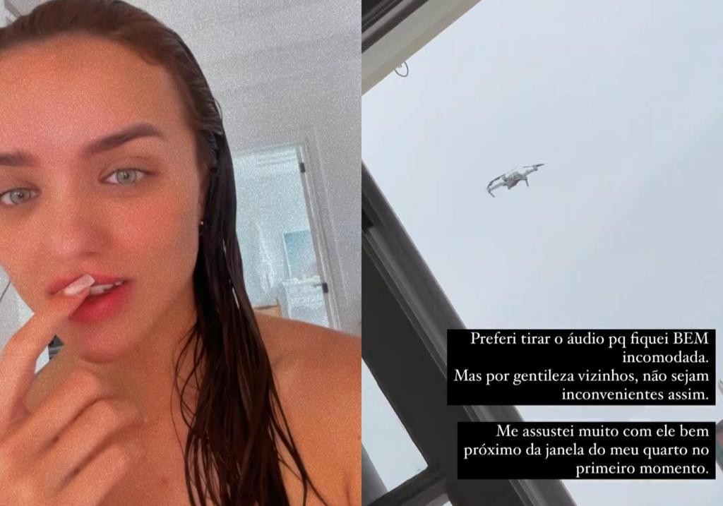 Rafa Kalimann sai do banho e se revolta ao flagrar drone em sua janela
