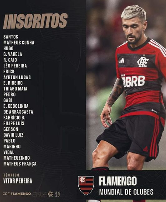 Flamengo inscreve 23 jogadores para o Mundial de Clubes