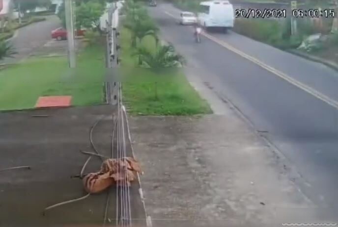 Homem dorme ao volante e bate em micro-ônibus no meio de avenida em Manaus