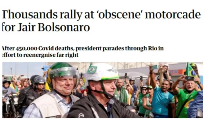 The Guardian classifica passeio de moto de Bolsonaro como ‘obsceno’ 