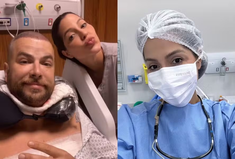 Ex-BBB Laís Caldas participa de cirurgia de transplante capilar de Gustavo 