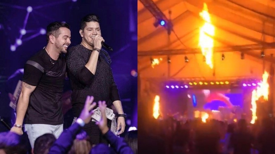 Henrique e Diego tem show interrompido após palco pegar fogo em SP; Vídeo