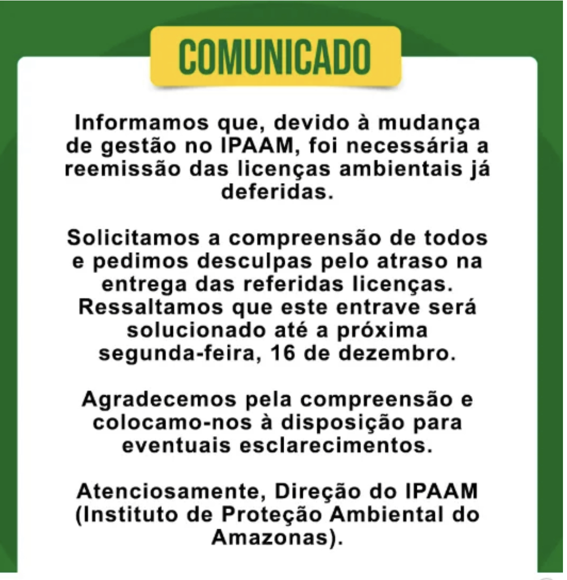 Ipaam vai reavaliar licenças ambientais após esquema de corrupção em Manaus
