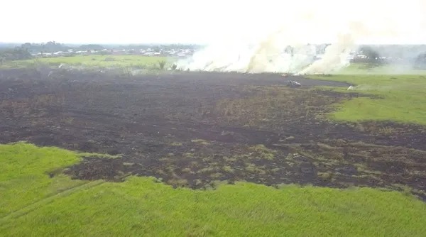 Área equivalente a 100 campos de futebol pega fogo em floresta do Amazonas