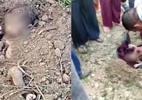 Bebê é enterrado vivo em cova e imagens viralizam na web