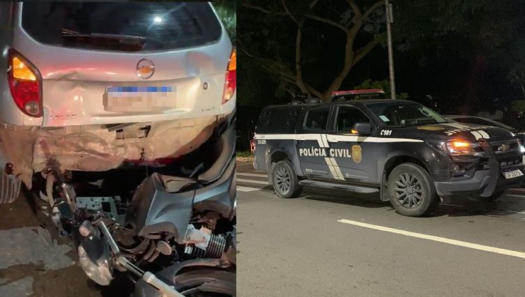 Motociclista colide em carro que aguardava passagem de pedestre na Avenida das Torres