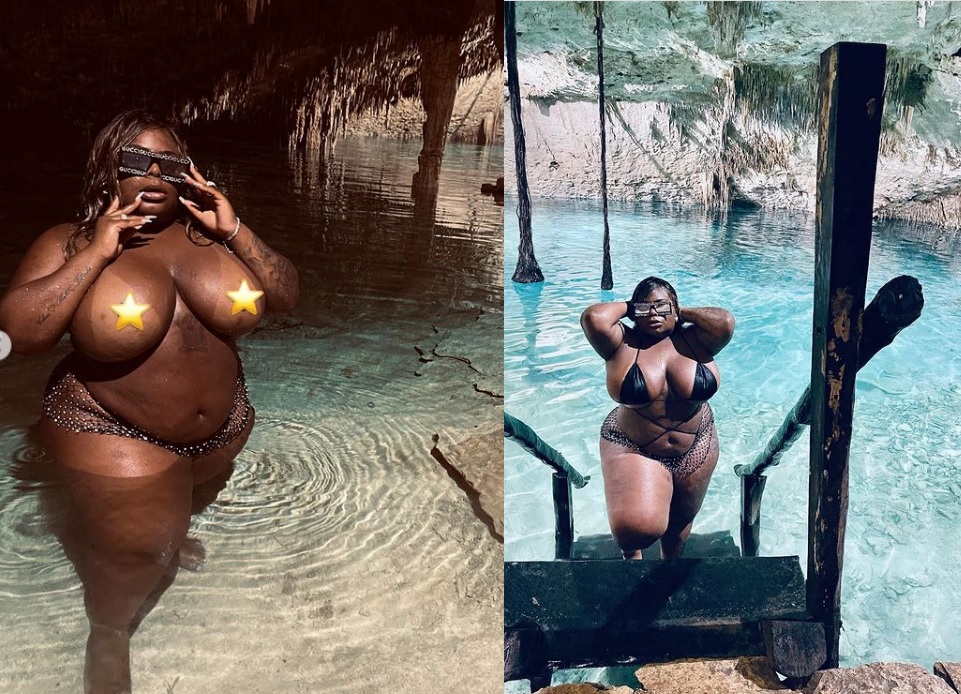 Jojo Todynho sensualiza nadando seminua em gruta no México